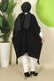 Tassel Detailed Knitwear Poncho Black Hm2817 - 6