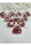 Pearl Tesbih in a Bordo Gift Bag with Words (10 Pieces) (Mevli̇d - Hac - Umre - Bohça)