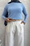 Front Pleated Detail Palazzo Women's Trousers - White