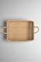 Natural Rattan Rectangular Basket, Handmade, Double Handles, Open Weave Multipurpose Organizer, 35 cm - 3