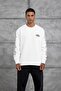 Men's Sweatshirt with Lettering on the Sleeve Oversized Sweatshirt White Oversized Crew Neck - 4