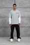 Men's Sweatshirt with Oversized Numbers and Split Sleeves, Gray Oversized Crew Neck - 6