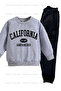 Brooklyn and California Printed 2-Piece Pack Unisex Gray-Navy Blue Children's Tracksuit Set with Embroidered Inside - 4