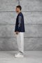 Men's Sweatshirt with Lettering on the Sleeve Oversized Sweatshirt Navy Blue Oversized Crew Neck - 4
