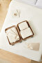 6-Piece Beige Checkerboard Washable Cotton Luggage Organizer Set, Travel Bag - 2