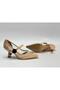 Heel-Style Women's Shoes Beige Patent Leather - Detailed with Mesh - Detailed with Accessory Straps - 5