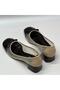 Heeled Women's Shoes Beige/Black Patent Leather - File Detail - Ribbon - 4