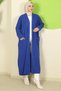 Shawl Collar Pocketed Knitwear Cardigan Cobalt Blue Hm2243 - 7
