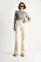 Women's Beige Laser Cut Palazzo Trousers 40971035 - 5