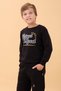 Boys and Girls School Printed Crew Neck Seasonal Sweatshirt Black