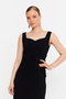 Women's Sleeveless Fish Form Evening Dress 7013 Black - 3
