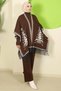 Punch-Colored Three-Piece Knitwear Set Brown Hm2814 - 3