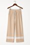 Beige High-Quality Stretchy Modal Cotton Fabric Wide-Leg Sweatpants with Pockets - Casual, Comfortable Fit - 4