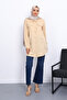 Beige Tunic with Epaulettes on the Shoulders and Double Pockets - 2