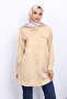 Beige Tunic with Epaulettes on the Shoulders and Double Pockets - 3
