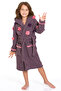 100% Bamboo Girl's Hooded Floral Patterned Dressing Gown / Bathrobe