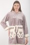 Women's Hooded Embroidered Zippered Bamboo Short Dressing Gown - 4