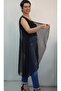 Black Draped Front Loose Sleeveless Tulle Vest - 5