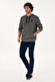 Men's Regular Fit Hooded Anthracite Melange Basic Sweatshirt 50307703-Vr081 - 4
