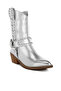 Women Studded Harness Detail Boots in Silver - 2