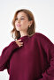 Women's Crew Neck Burgundy Oversize Knit Sweater 4090 - 2
