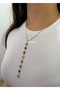 Colorful Heart Stone Y Model Low-Cut Necklace - 4