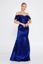 Women's Taffeta Fabric Off-Shoulder Mermaid Long Evening Dress 6106 Cobalt Blue