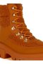 Women Tan Faux Fur Detail Chunky Hiker Boots - 5