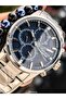 Men's Wristwatch, with Calendar, Functions Active, Navy Blue Silver Steel Band, with Bracelet Gift - 3