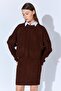 Women's Brown Hair Braided Skirt Sweater Set - 5