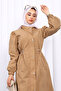 Mink Trench Coat with Snap Buttons and Elastic Waist - 3