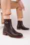 Nancy Model Genuine Leather Brown Thick Heel Side Zipper Buckle Daily Women's Boots