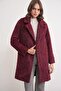 4746 Women's Long Fur Coat Burgundy