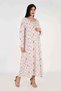 Ladies Jalabiya – White with Colorful Floral and Bow Diamond Print and Embroidery Detailing - 3