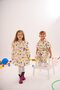 Girls' Cotton Linen Colorful Checkered Pattern Collar Detailed Dress - 5