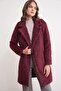 4746 Women's Long Fur Coat Burgundy - 3