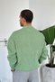 Green Crew Neck Ribbed Oversize Knit Sweater - 3