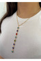 Colorful Heart Stone Y Model Low-Cut Necklace