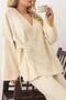 Lace-Up Kimono Pants Knitwear Set Ecru 9364-Tk - 5