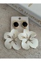 White Big Flower Brand Gold Earrings - 3