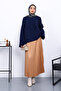 Navy Blue Crew Neck Oversize Angora Soft Knit Sweater - 2