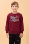 Boys and Girls School Printed Crew Neck Seasonal Sweatshirt Burgundy