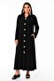 Women's Plus Size Black, Hooded, Side Pockets Front Button Long Cap 65N39146 - 4