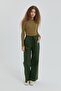 Elastic Waist Wide Leg Trousers Green