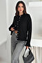 Women's Chunky Mohair Cardigan – Ruffle Sleeves & Soft Texture - 2