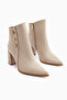 Mayvi Beige Suede Buckle Detailed Heeled Women's Boots - 3
