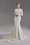 White Long Sleeve Modest Wedding Dress Bridal Gown Engagement Dress - 3