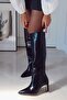 Stylish Heeled Below-The-Knee Pointed Toe Zippered Suede Women's Boots - 2