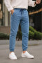 Men's Elastic Waist Blue Denim Jogger Pants