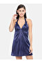Solid Halter Neck Babydoll with Bow Detail - 3